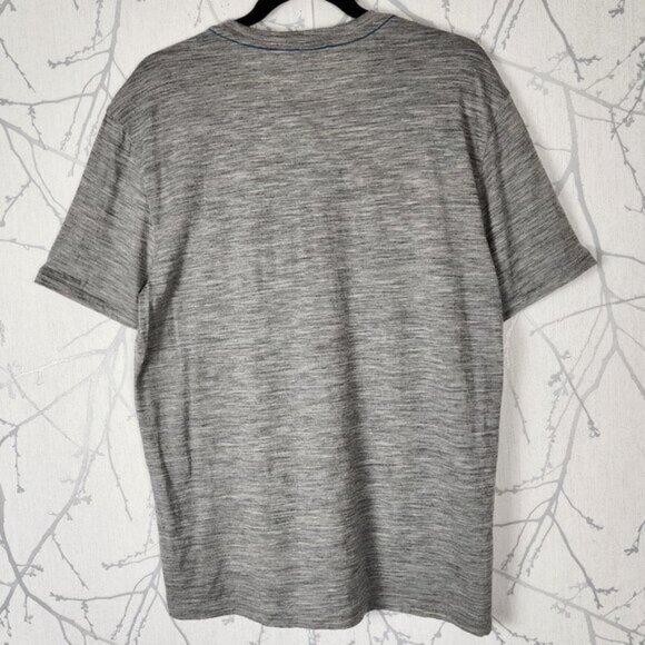 Icebreaker Gray Mountains Print 87% Wool Short Sleeve T-Shirt - Picture 2 of 4